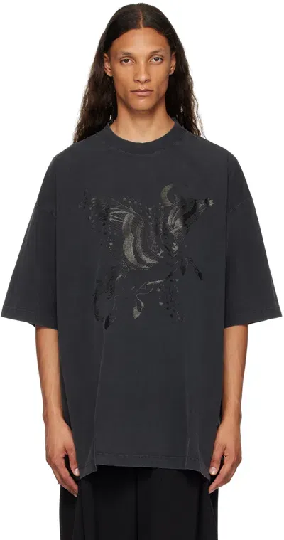 Vetements Black Graphic T-shirt In Blackout