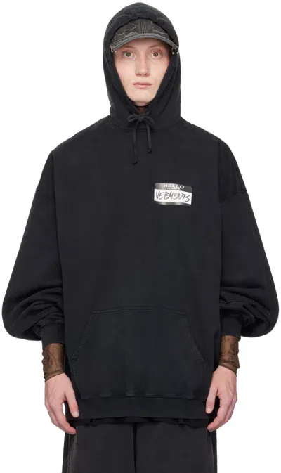 Vetements Black 'my Name Is ' Hoodie