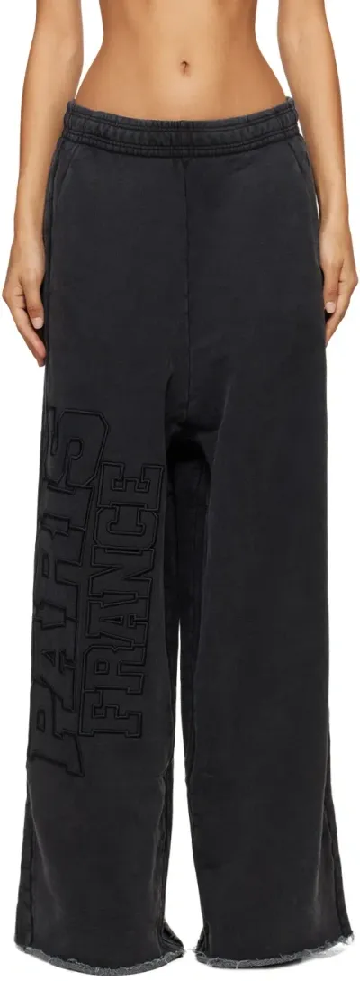 Vetements Black 'paris' Xxxl Sweatpants In Washed Black