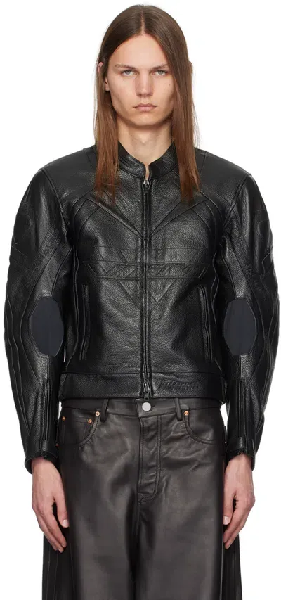 Vetements Black Pro Racing Leather Jacket