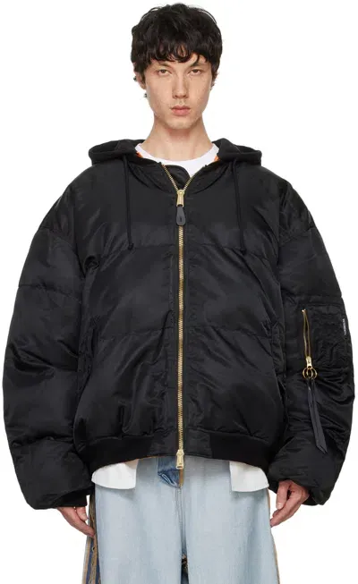 Vetements Black Quilted Hooded Bomber Jacket