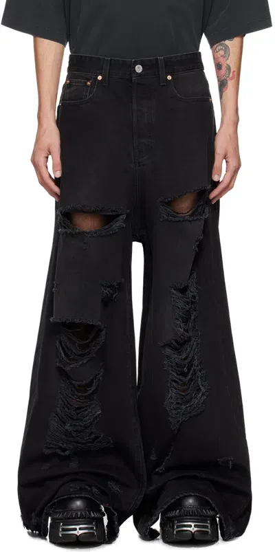 Vetements Black Ripped Big Shape Jeans