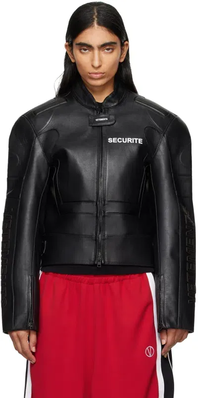 Vetements Black Securite Motorcross Leather Jacket