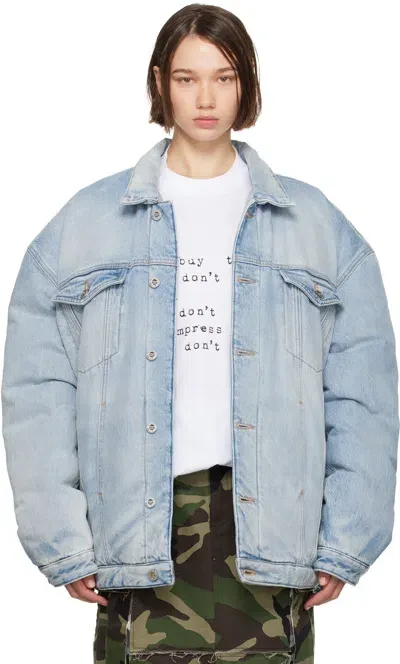 Vetements Blue Puffer Denim Jacket In Light Blue