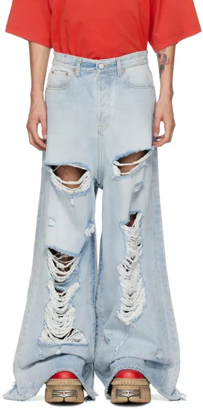 Vetements Blue Ripped Big Shape Jeans In Light Blue