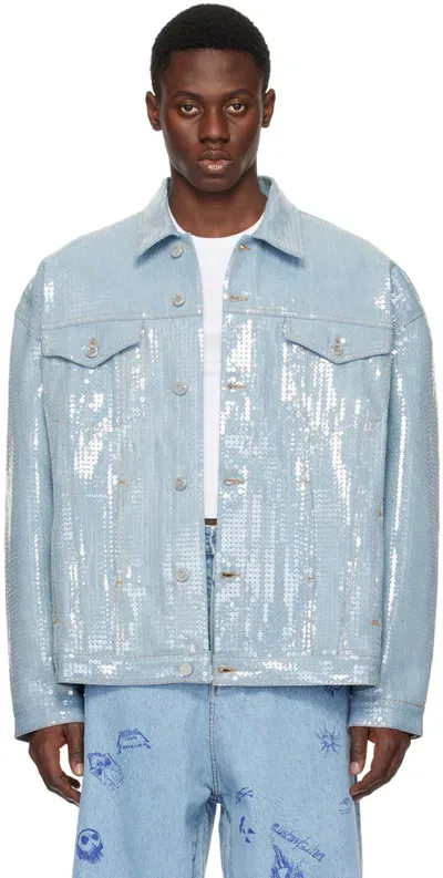 Vetements Blue Sequinned Denim Jacket