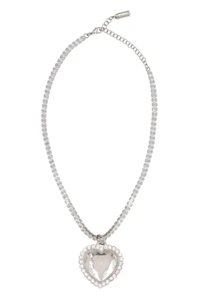 Vetements Crystal Pendant Necklace In Silver