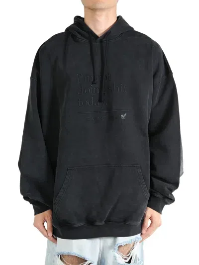 Vetements Embroidered-logo Hoodie In Black