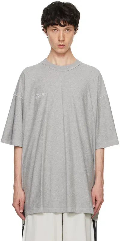 Vetements Gray Inside Out Label T-shirt In Grey Melange