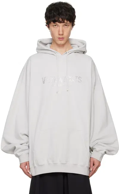 Vetements Gray 'limited Edition' Logo Hoodie In Oyster Mushroom