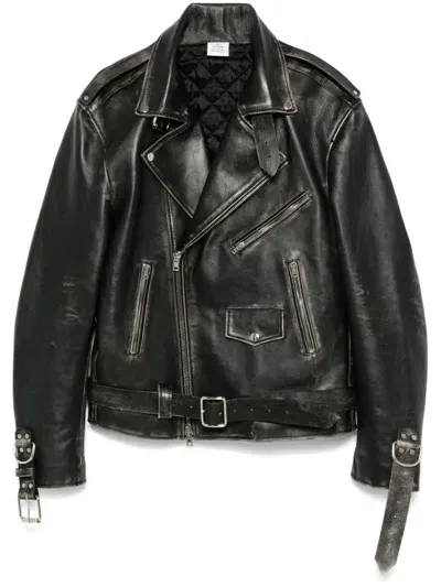 Vetements Leather Jacket In Vintage Black