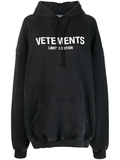 Vetements Limited Edition Logo Hoodie Clothing In Black