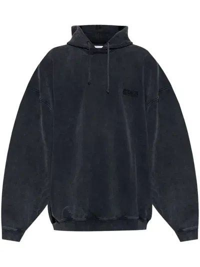 Vetements Logo-embroidered Hoodie In Grey