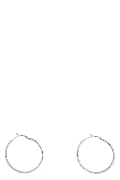 Vetements Logo Hoop Earrings In Grigio