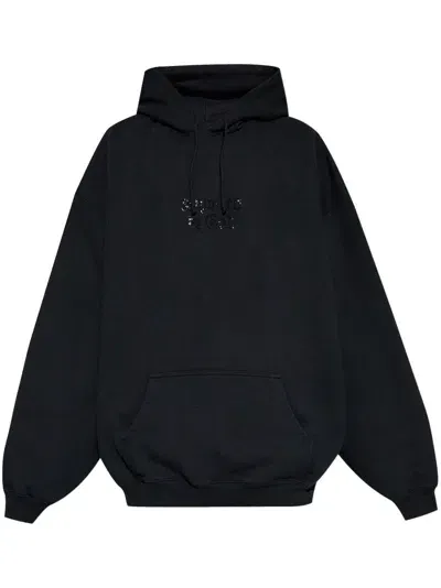 Vetements Logo-print Cotton Hoodie In Black