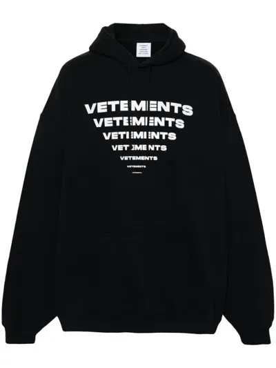 Vetements Logo-print Hoodie In 黑色