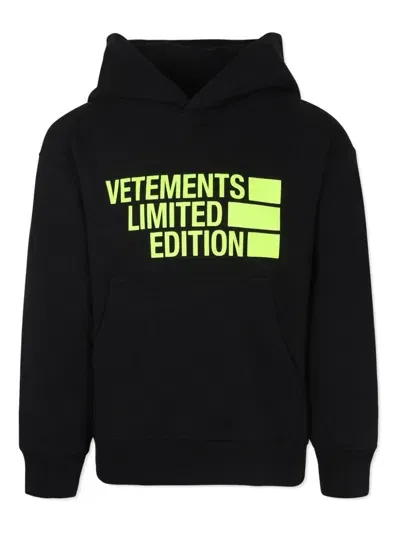 Vetements Kids' Logo-print Hoodie In Black