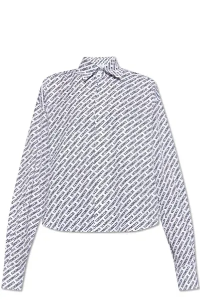 Vetements Logo Printed Buttoned Shirt In White