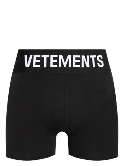 Vetements Logo-waistband Briefs In Black