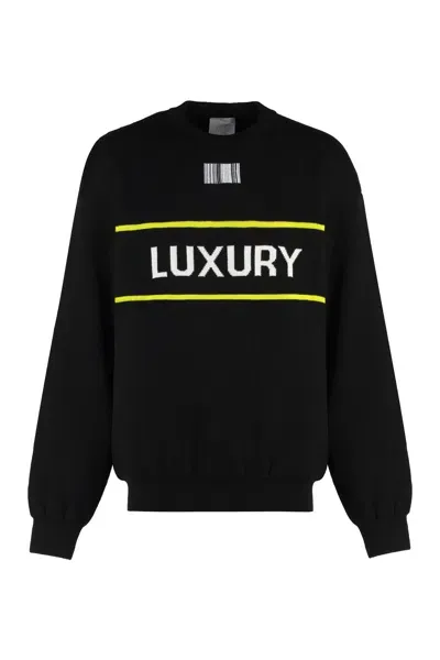 Vetements Luxury Wool Crew-neck Sweater In Black