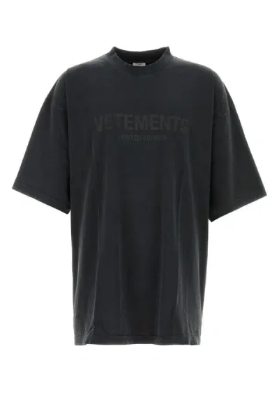 Vetements Man Black Cotton Oversize T-shirt