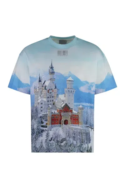 Vetements Neuschwanstein Winter Printed Cotton T-shirt In Light Blue