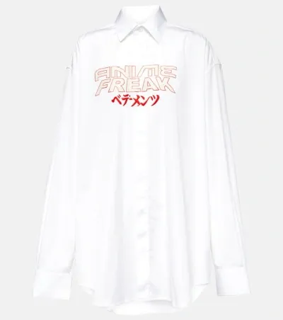 Vetements Oversized Printed Cotton Shirt In White