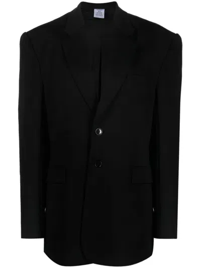 Vetements Padded Shoulders Single-breasted Blazer In Black