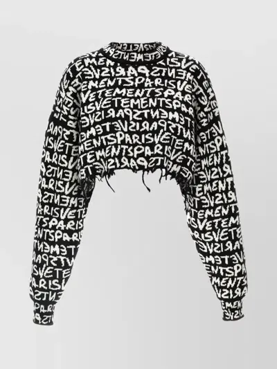 Vetements Paris Monogram Cropped Sweater In Multicolor