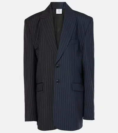 Vetements Pinstripe Wool Blazer In Blue