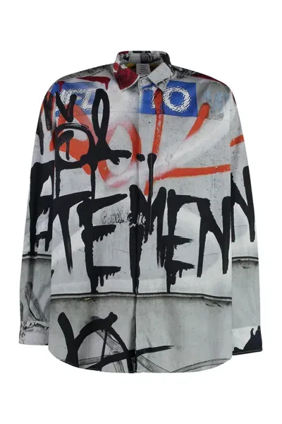 Vetements Printed Cotton Shirt In Multicolor