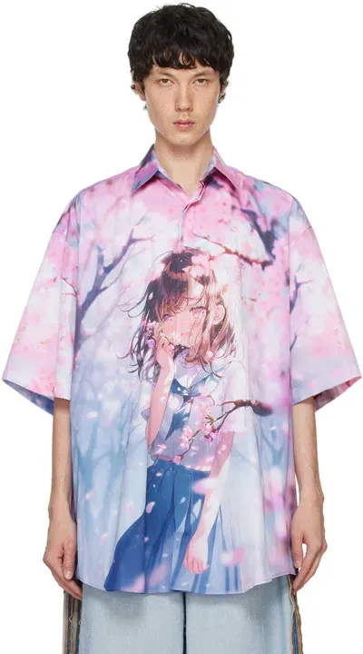 Vetements Purple Anime Short Sleeve Shirt In Blue