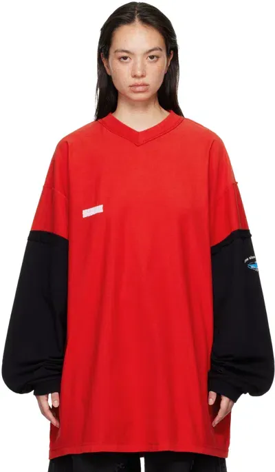 Vetements Red & Black Layered Long Sleeve T-shirt In Red / Black