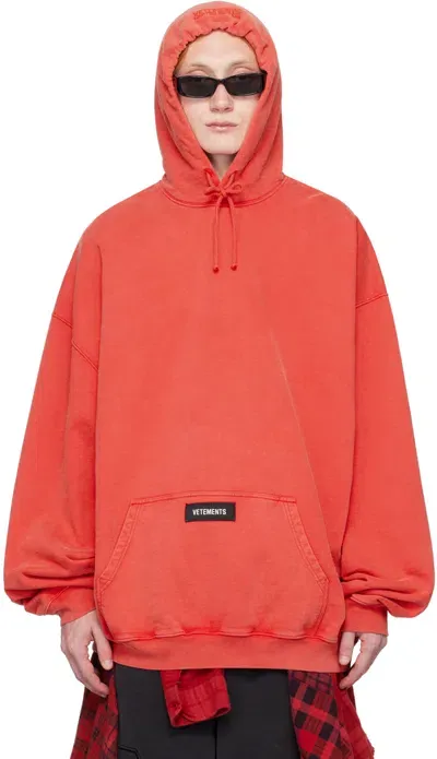 Vetements Red Woven Label Hoodie