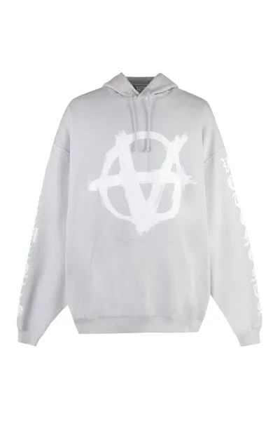 Vetements Reverse Anarchy Cotton Hoodie In Grey