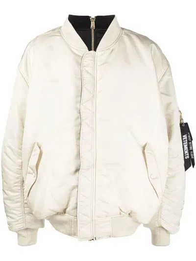 Vetements Bomber Con Doppia Zip In Beige