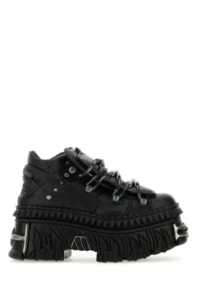 Vetements X New Rock Leather Sneakers In Black