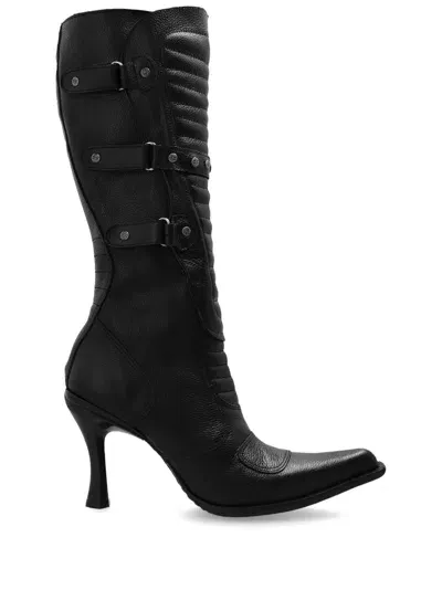 Vetements Studded Leather Boots In Black