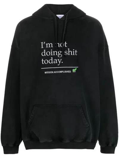 Vetements Text-print Cotton Hoodie In Black