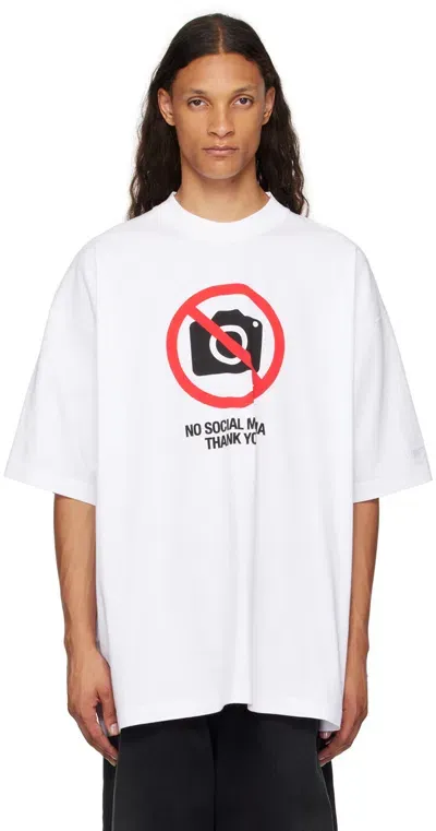 Vetements No Social Media T-shirt In White