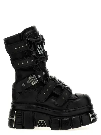 Vetements X New Rock Gamer Platform Boots In Black