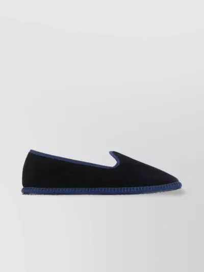 Vibi Venezia Velvet Round Toe Loafers With Tonal Trimmings In Black