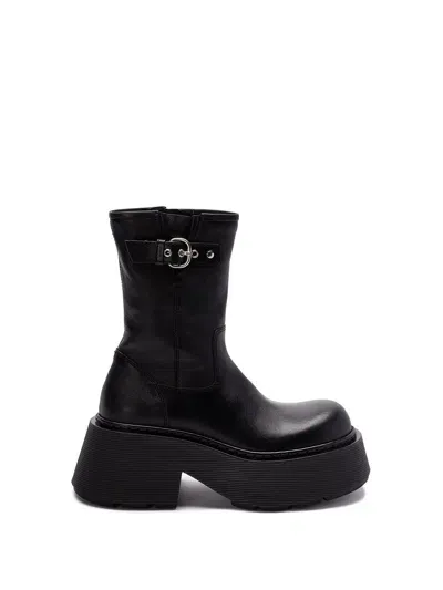 Vic Matie Gospel High Heels Ankle Boots In Black Leather In Black  