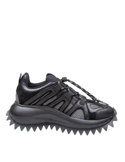 Vic Matie Split Sneakers In Rubberized Calfskin And Technical Fabric In Black