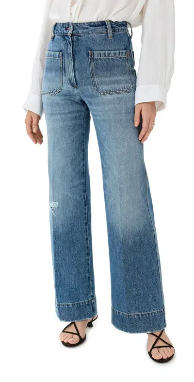 Victoria Beckham Alina Jeans Worn Blue Wash