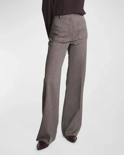 Victoria Beckham Alina Mid-rise Straight-leg Wool Trousers In Deep Mahogany