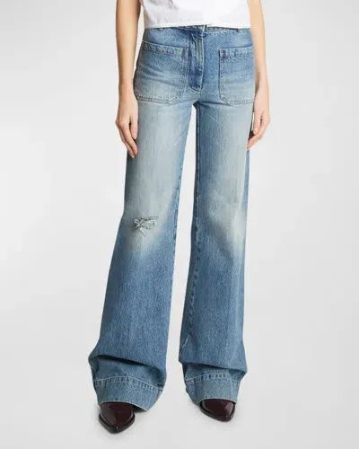 Victoria Beckham Alina Straight-leg Jeans In Worn Blue Wash