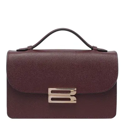 Victoria Beckham Mini Bbuckle Shiny Leather Bag In Burgundy