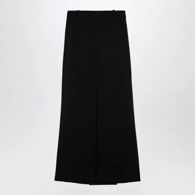 Victoria Beckham Black Wool-blend Long Skirt