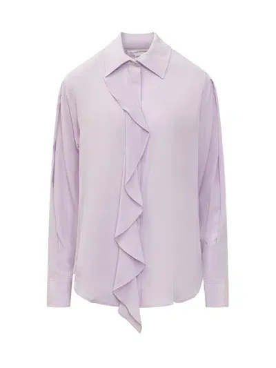 Victoria Beckham Ruffled Silk Shirt In Lilac